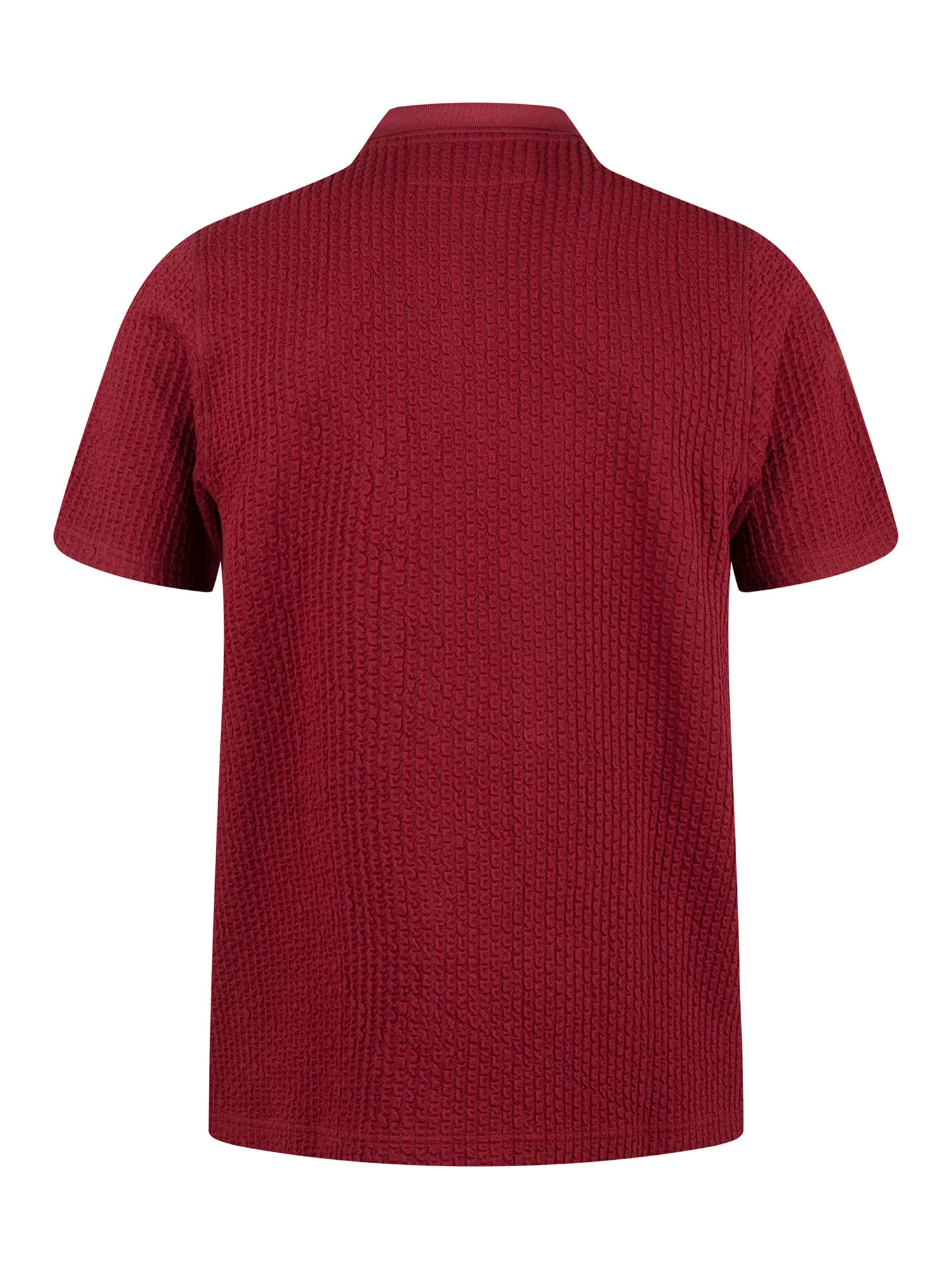 WAFFLE ON JACQUARD TEXTURED ZIP POLO