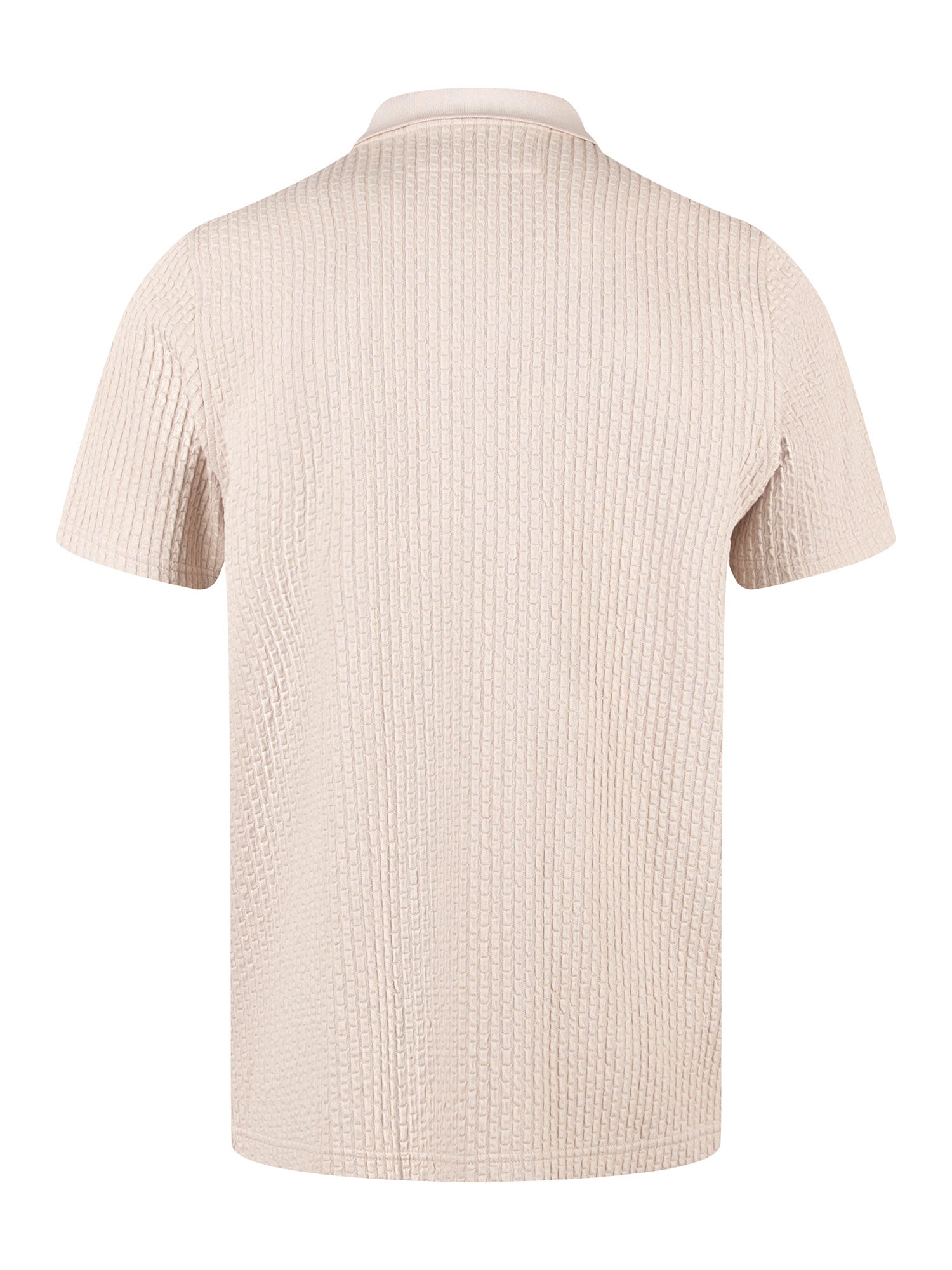 WAFFLE ON JACQUARD TEXTURED ZIP POLO