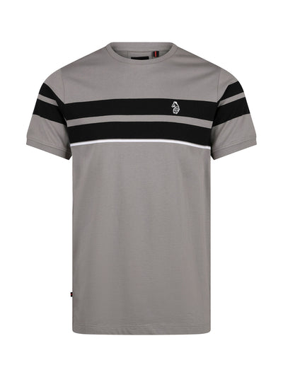 Men's grey t-shirt with crew neck and short sleeves.
