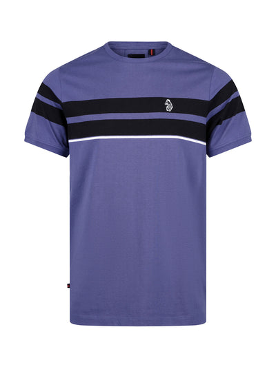 Men's purple t-shirt with crew neck and short sleeves.