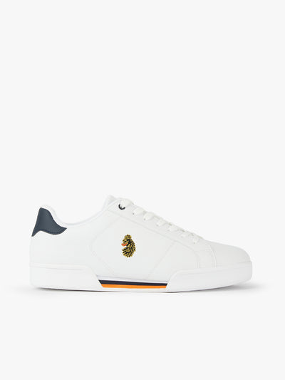 Men's white footwear.