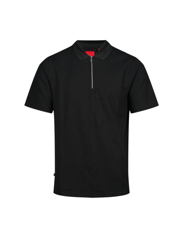 Men's black polo shirt with polo collar.