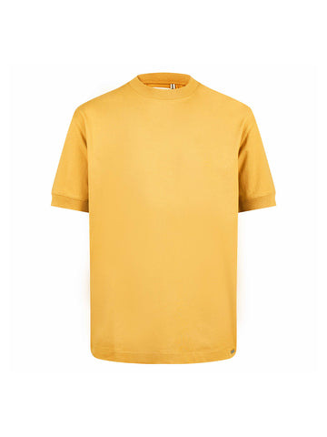 Men's relaxed-fit yellow t-shirt with crew neck and short sleeves, front view