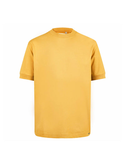 Men's relaxed-fit yellow t-shirt with crew neck and short sleeves, front view