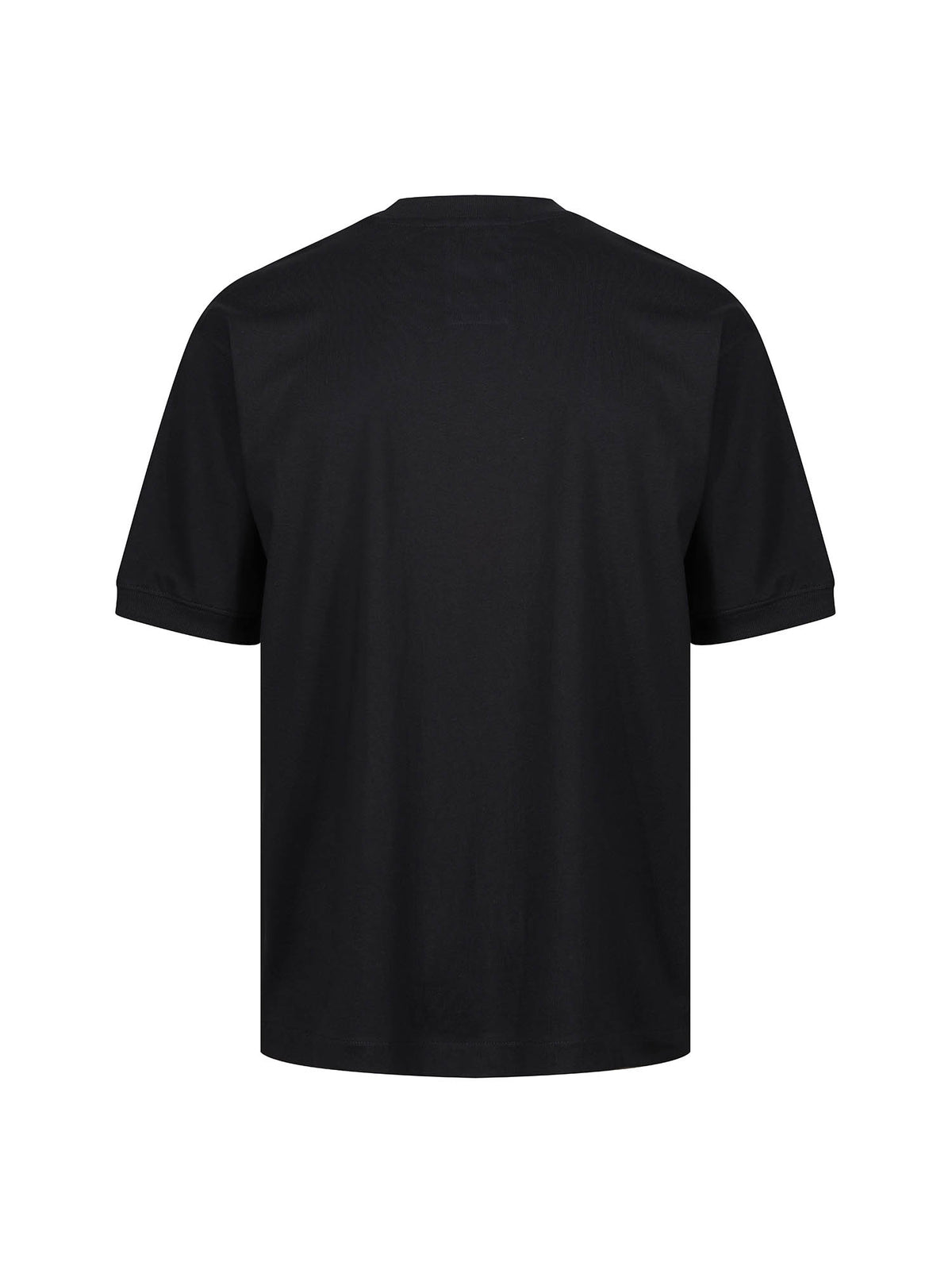 Men's black t-shirt with crew neck and short sleeves - back view.