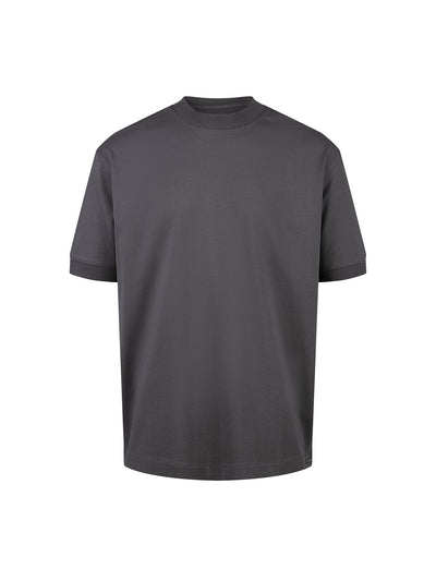 Men's relaxed-fit grey t-shirt with crew neck and short sleeves, front view