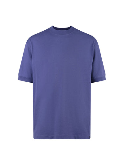 Men's purple t-shirt with crew neck and short sleeves - front view.
