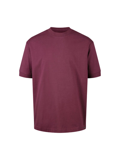 Men's relaxed-fit purple t-shirt with crew neck and short sleeves, front view
