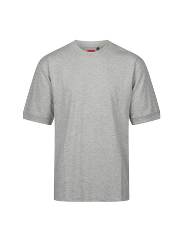 Men's grey t-shirt with crew neck and short sleeves - front view.