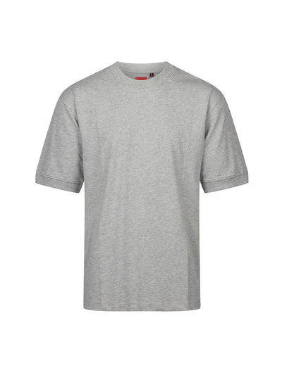 Men's grey t-shirt with crew neck and short sleeves - front view.