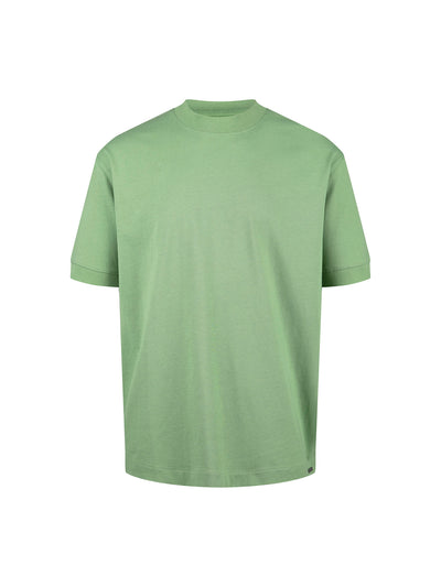 Men's relaxed-fit green t-shirt with crew neck and short sleeves, front view