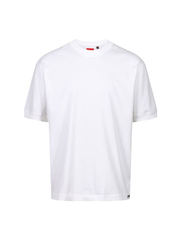 Men's relaxed-fit white t-shirt with crew neck and short sleeves, front view