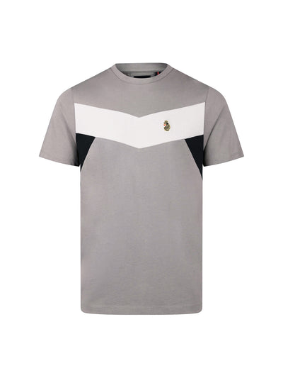 Men's grey t-shirt with crew neck and short sleeves, front view