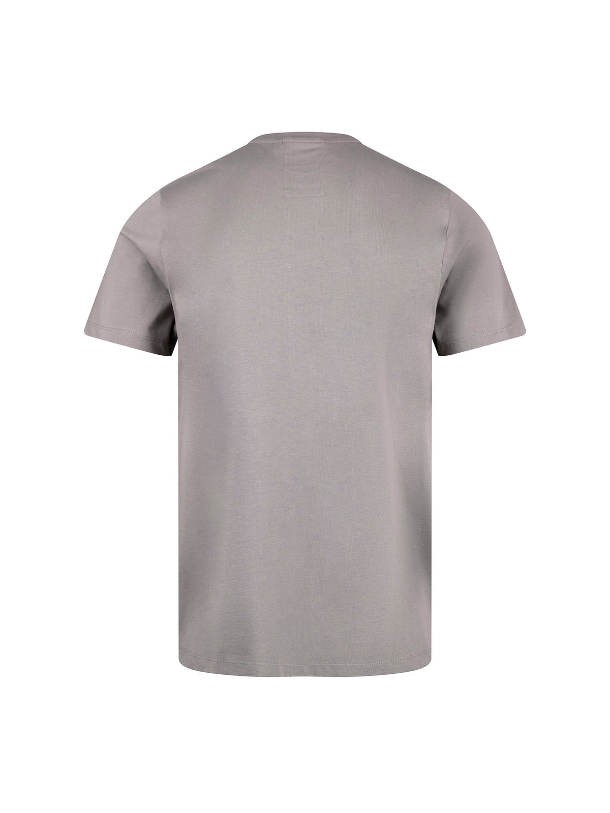 Men's grey t-shirt with crew neck and short sleeves, side view