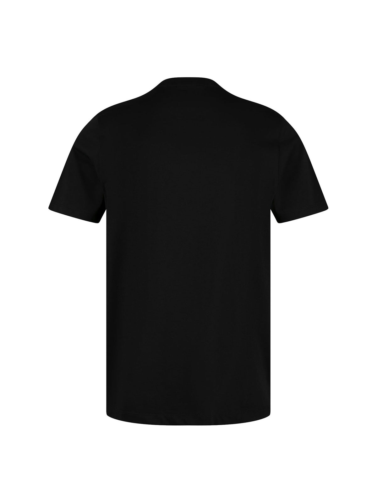 Boy's black t-shirt with crew neck and cotton, back view