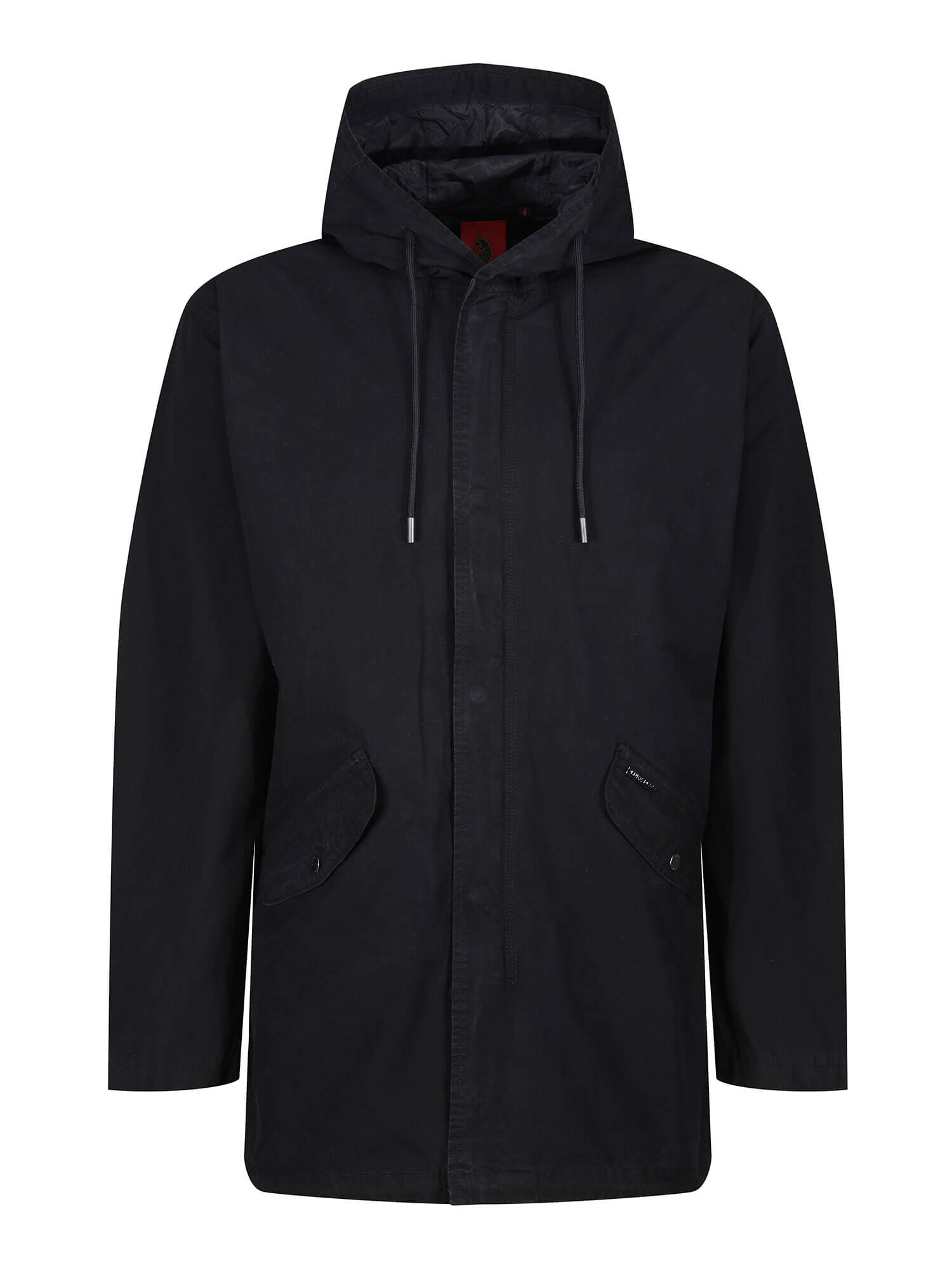 MODERNIST Men's Classic Hooded Parka Jacket in Black with Pockets