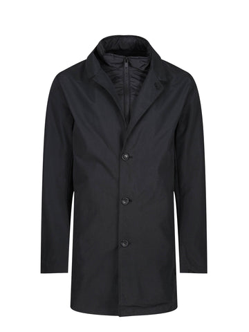 Men's black coat.