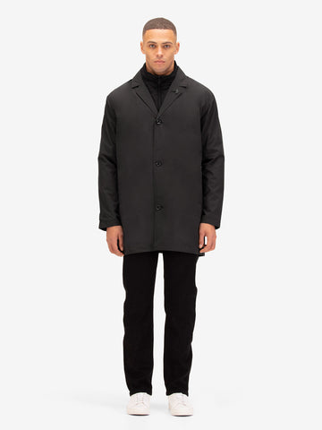 Men's black coat.