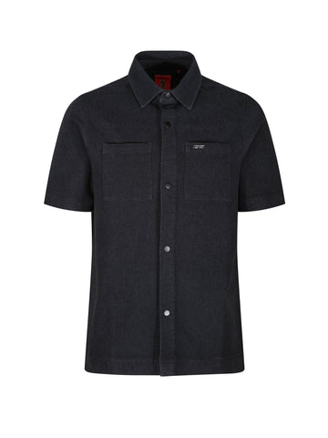 Men's grey shirt with button-up front.