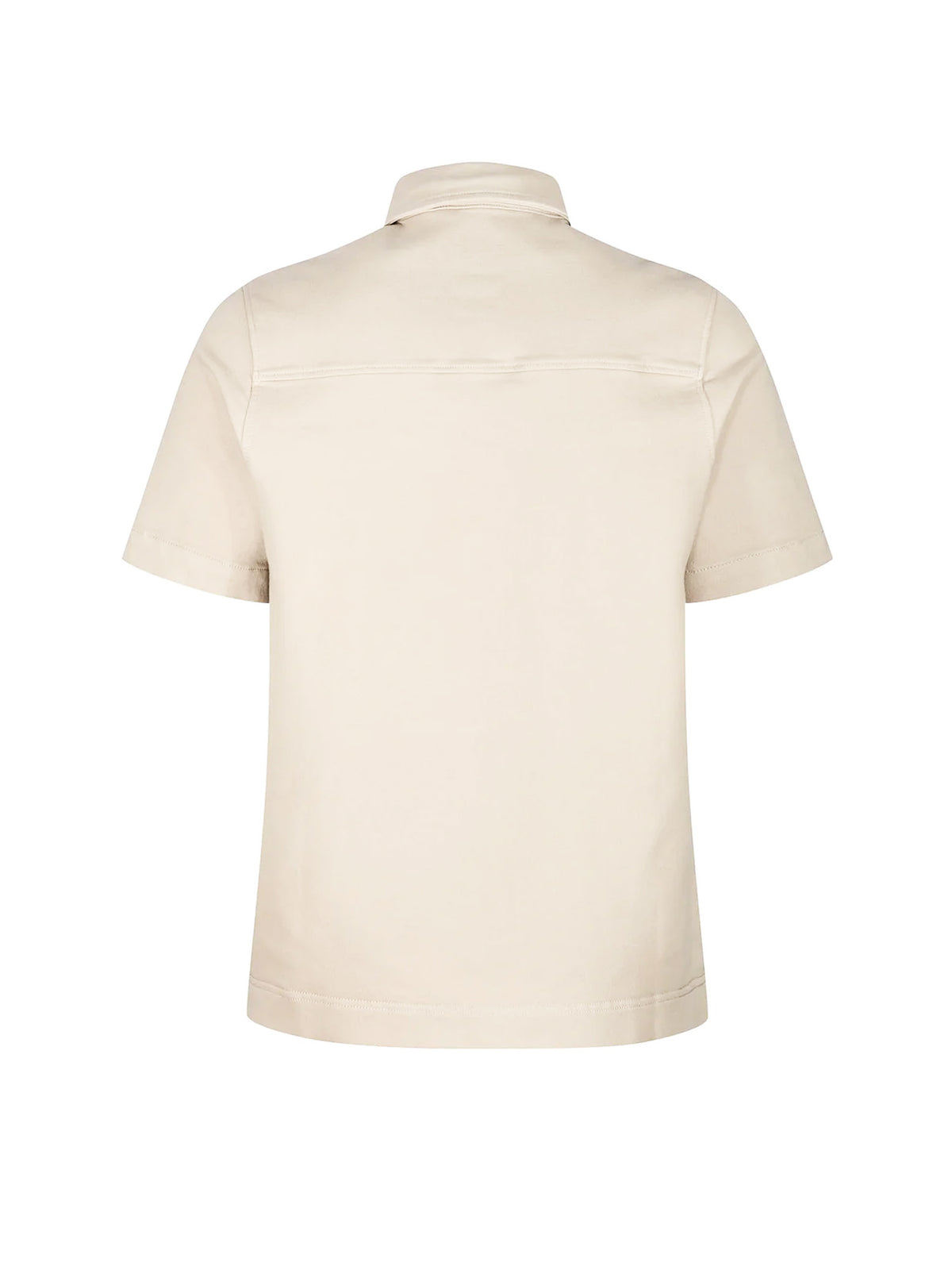 Men's beige shirt with button-up front.