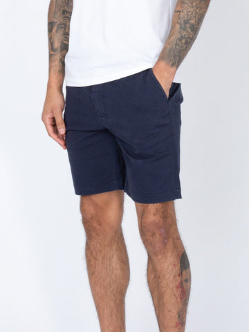 Men's navy shorts with drawstring waistband.