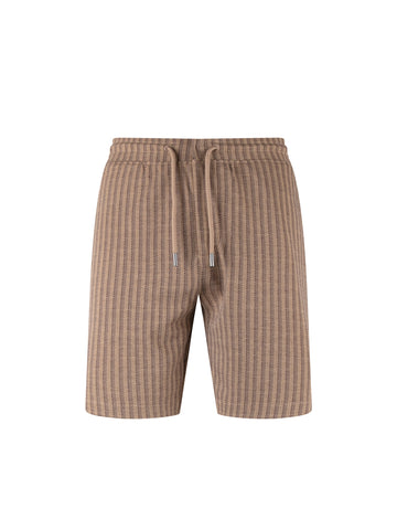 Men's brown shorts with drawstring waistband.