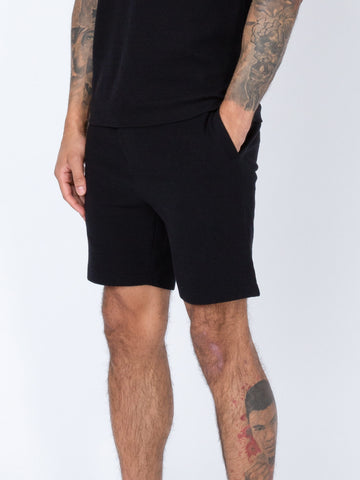 Laki Textured Drawcord Shorts - Black
