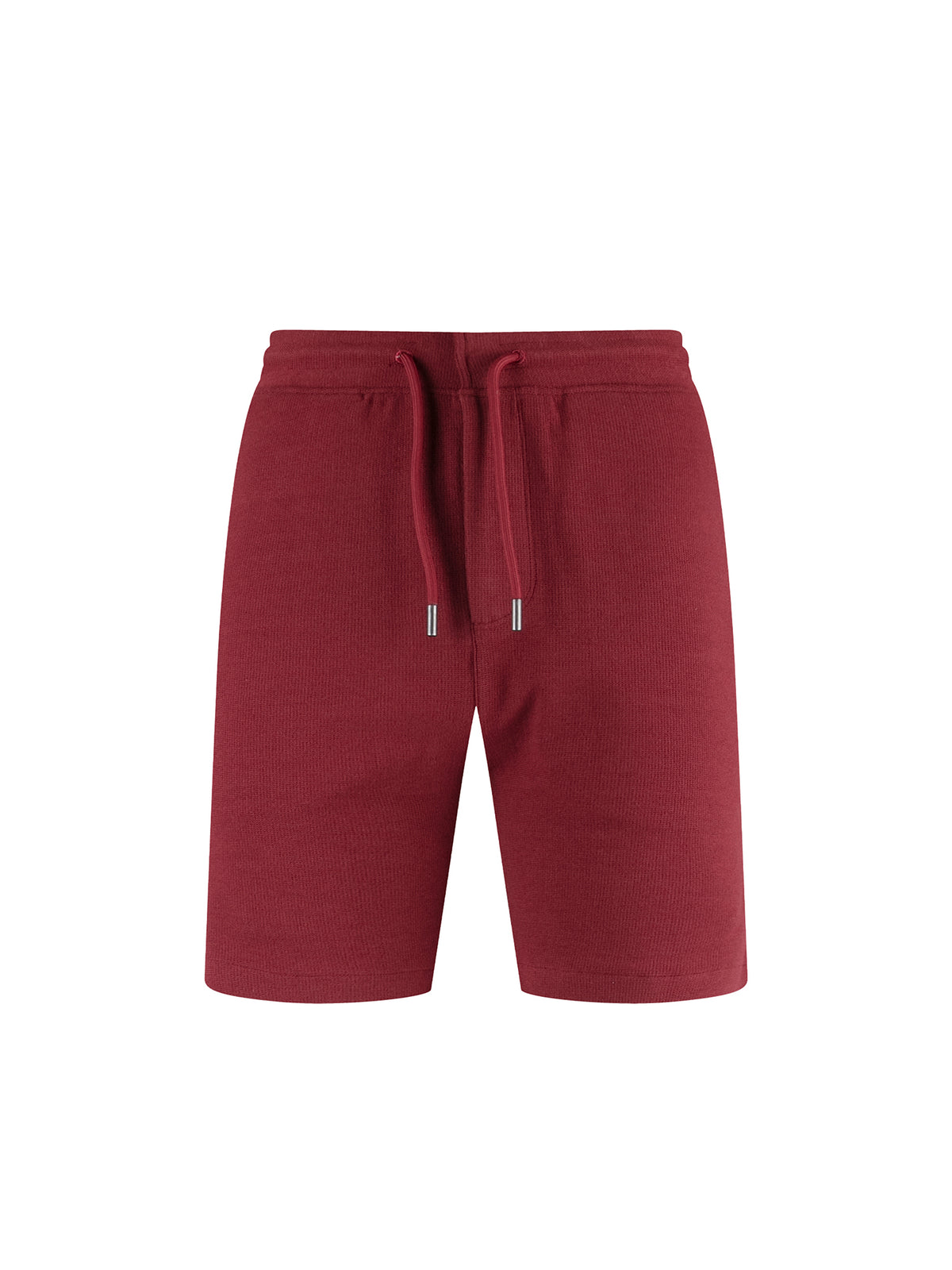 Men's red shorts with drawstring waistband.