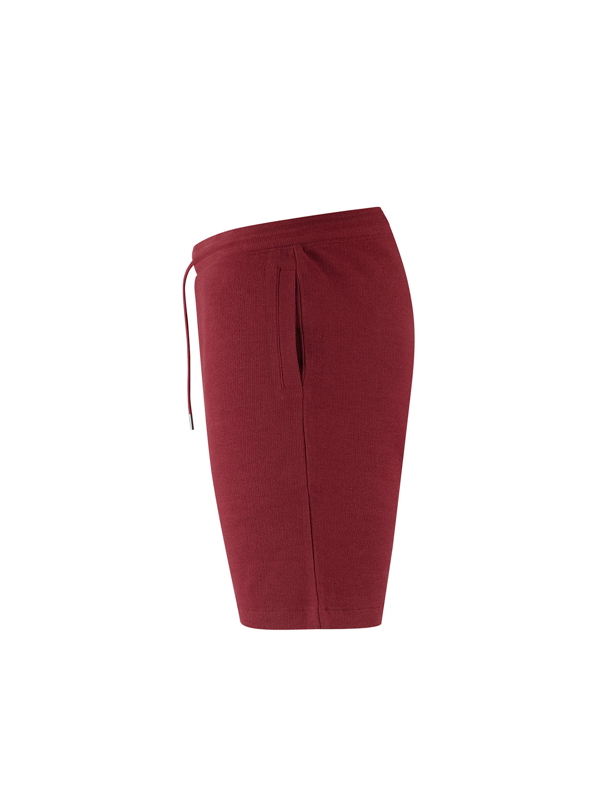 Men's red shorts with drawstring waistband.