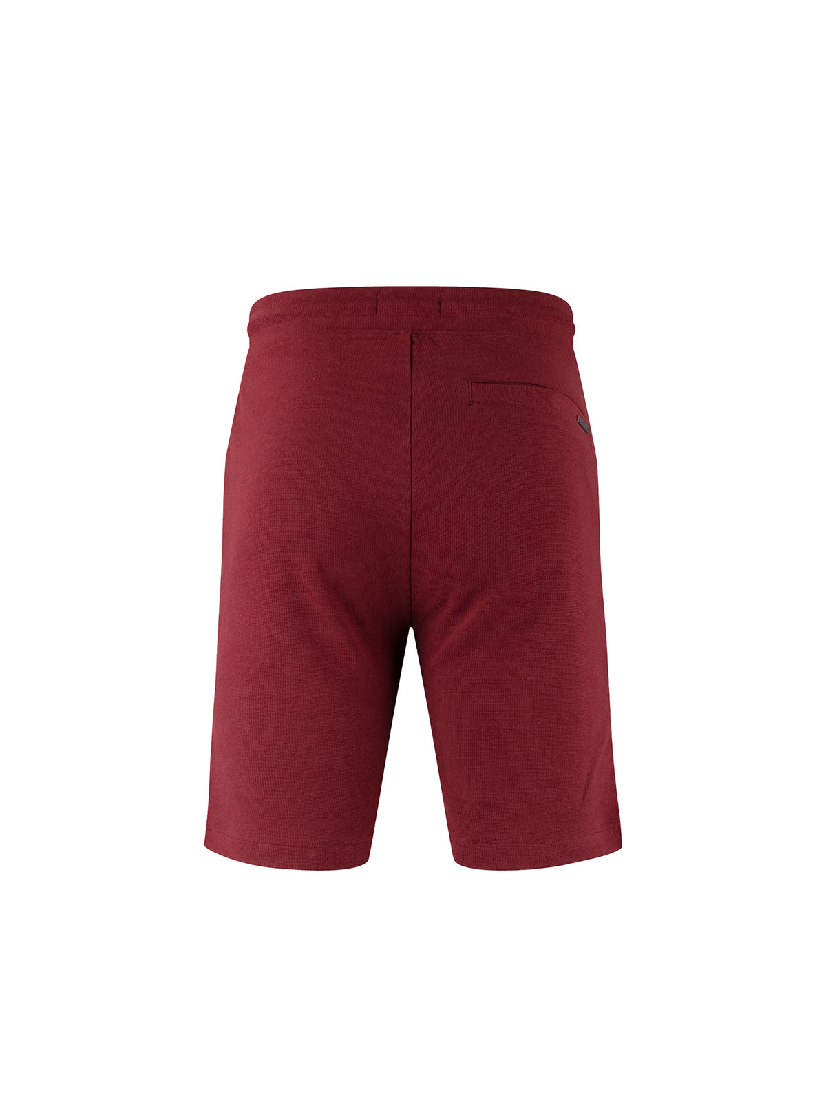 Men's red shorts with drawstring waistband.