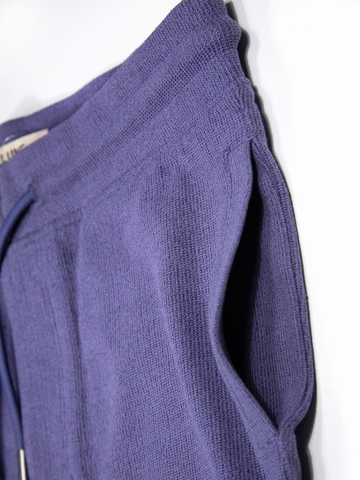 Men's purple shorts with drawstring waistband.