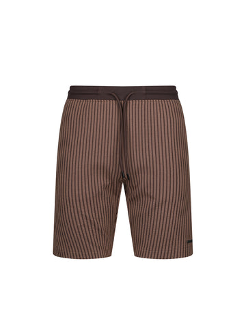 Men's brown shorts with drawstring waistband.