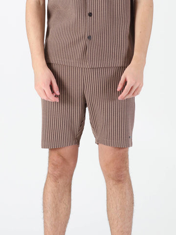 Men's brown shorts with drawstring waistband.