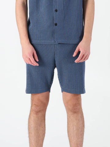 Men's blue shorts with drawstring waistband.