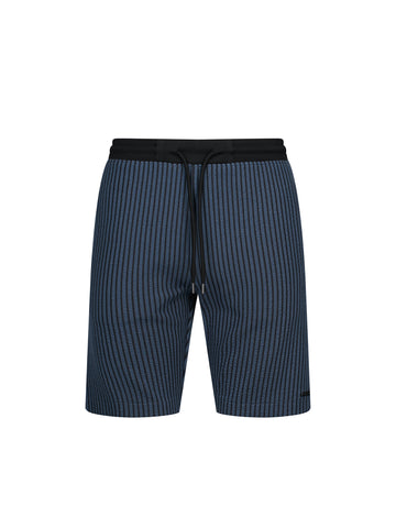 Men's blue shorts with drawstring waistband.
