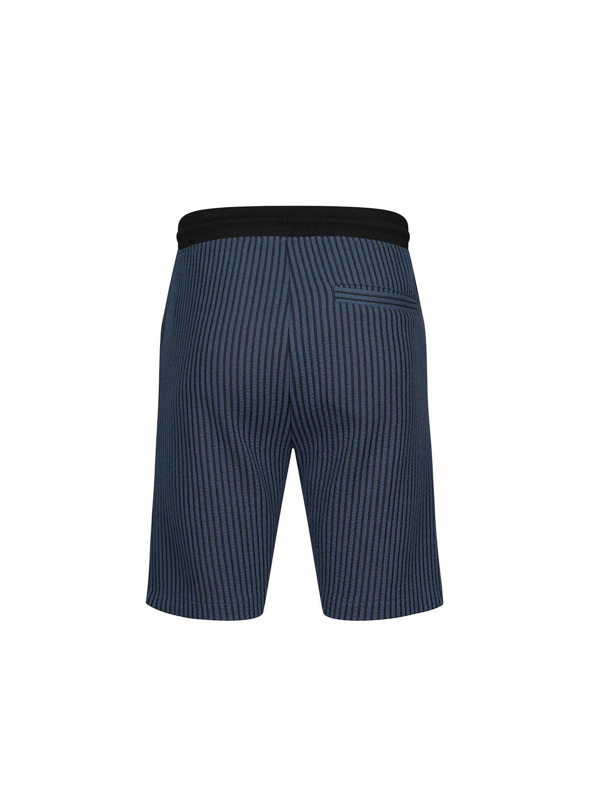 Men's blue shorts with drawstring waistband.