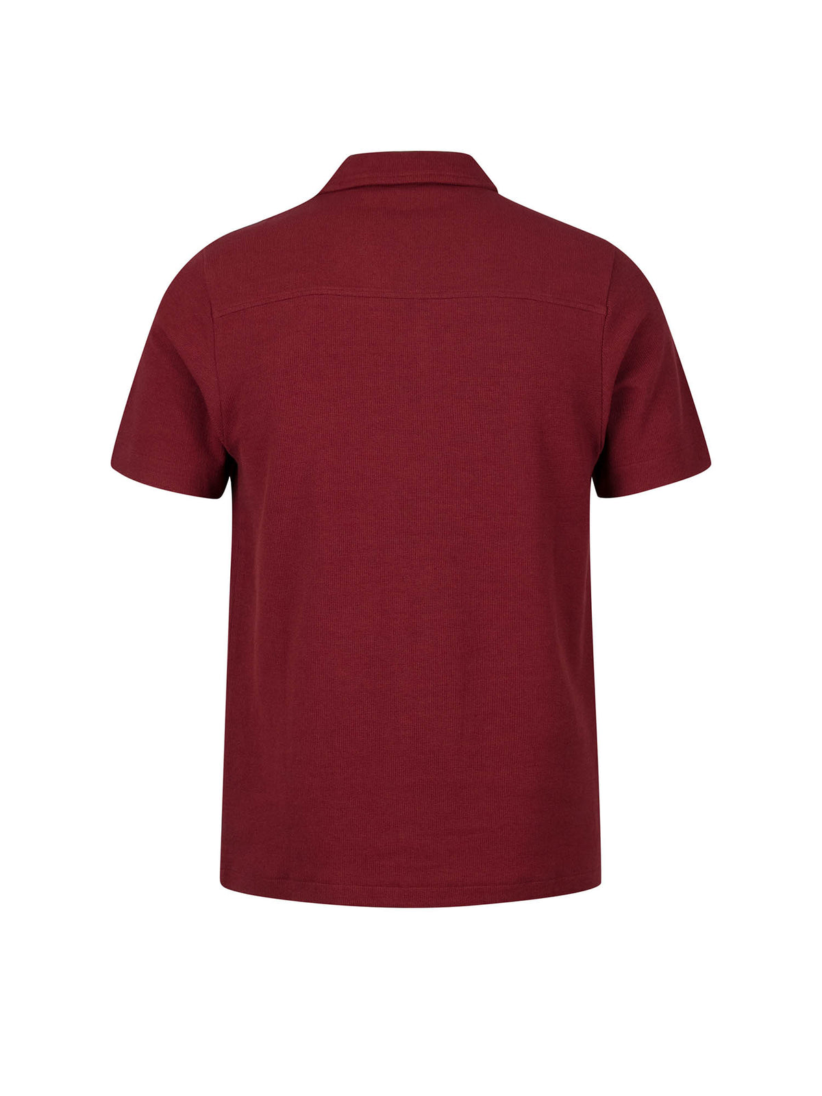 Men's red shirt with button-up front.