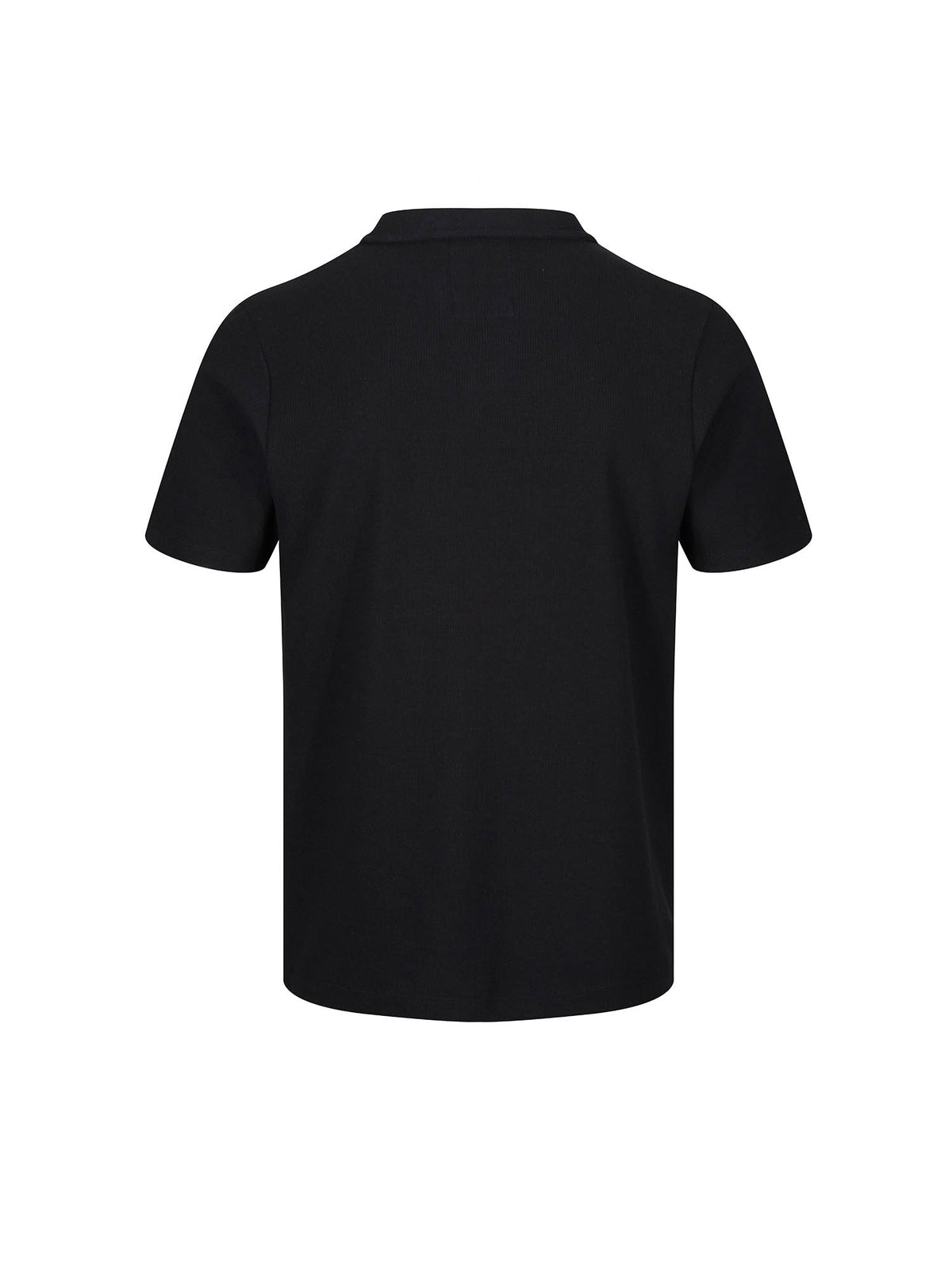Men's black polo shirt with polo collar.