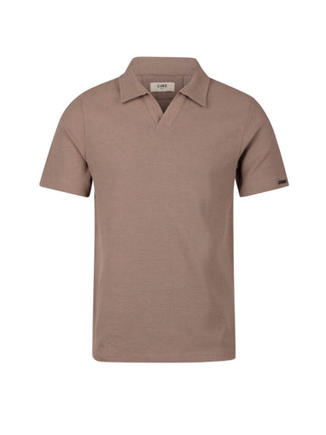 Men's brown polo shirt with polo collar.