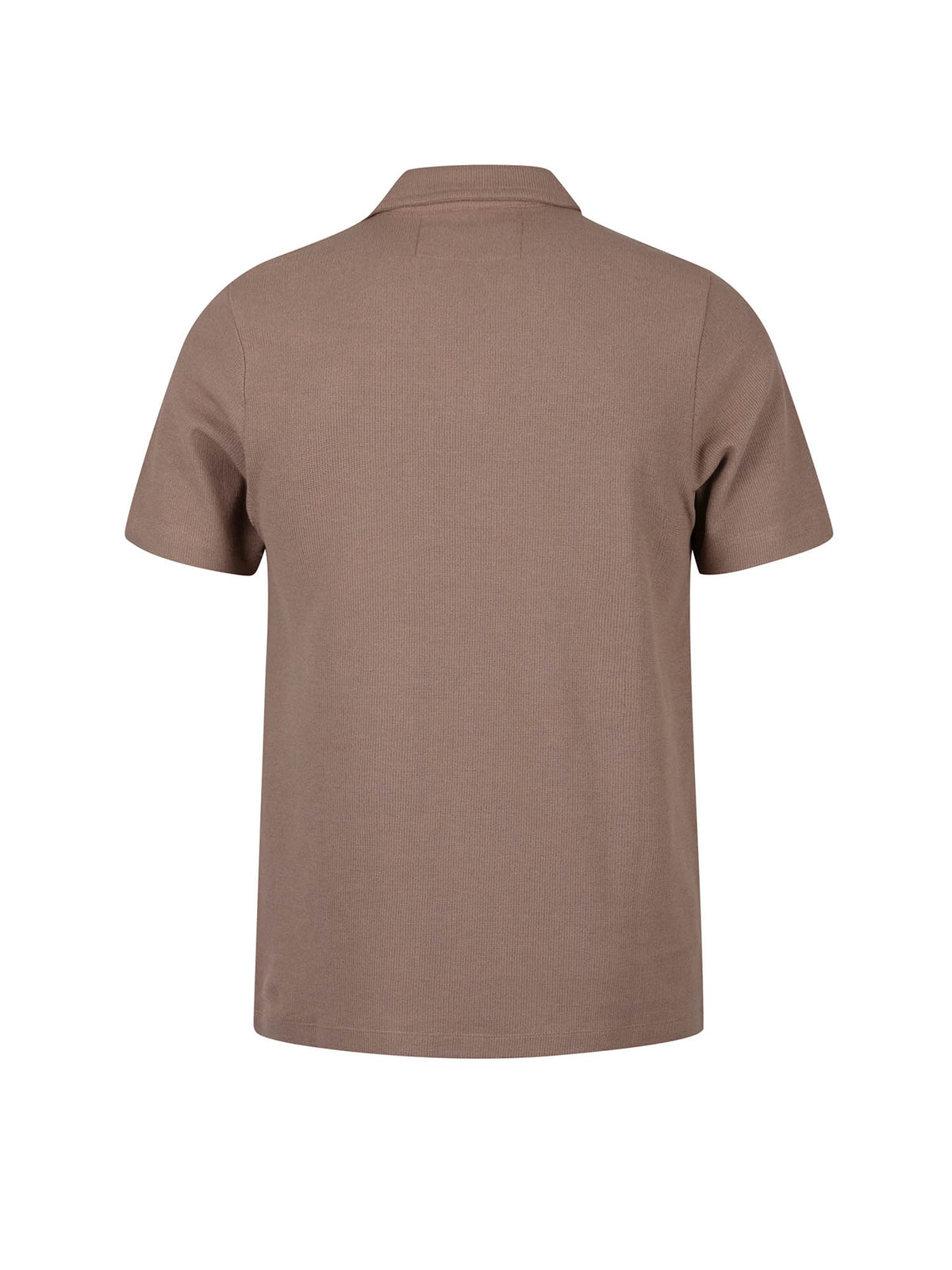 Men's brown polo shirt with polo collar.
