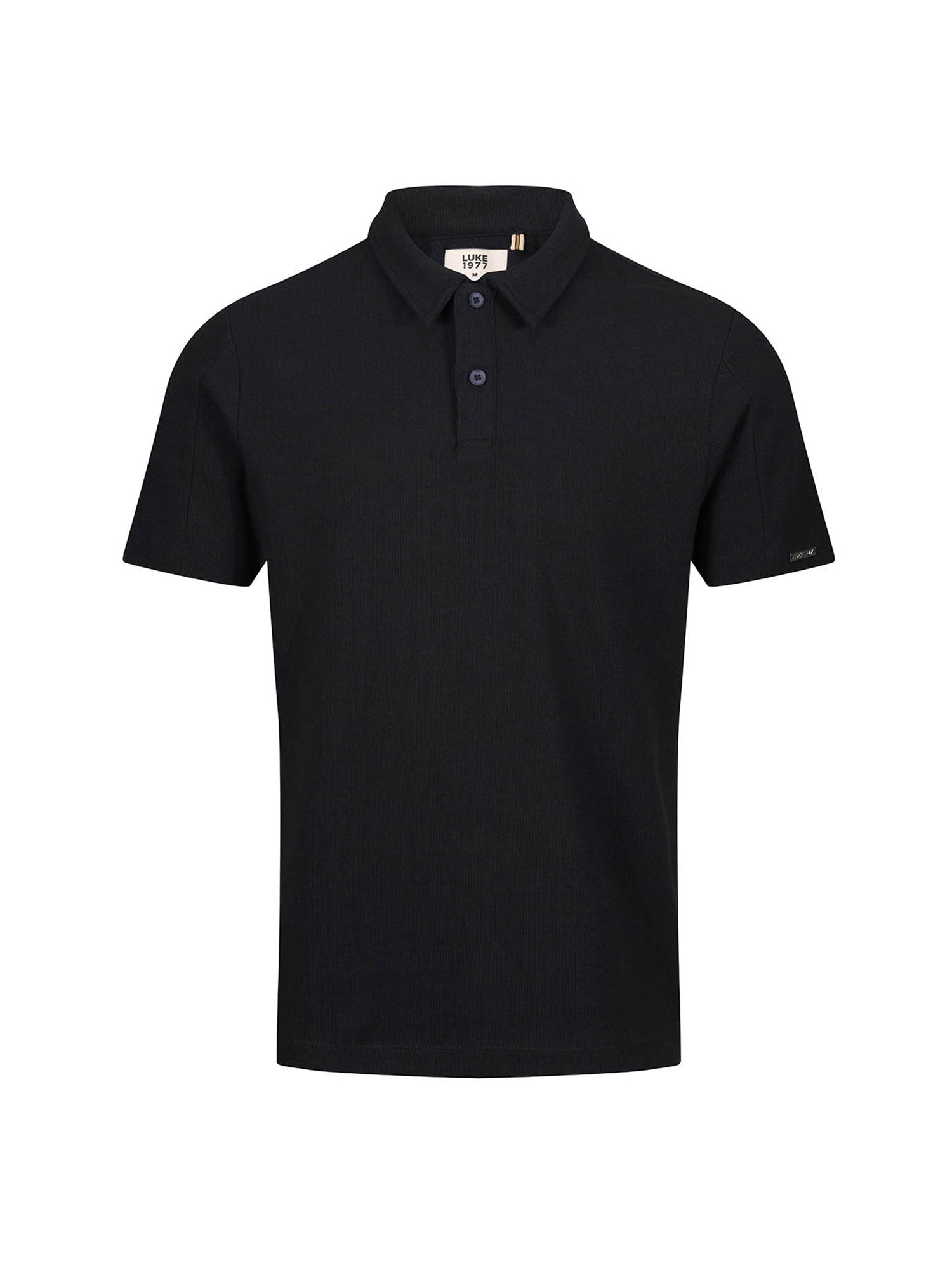 FUEGO Men's Textured Premium Soft Waffle Polo Shirt in Black