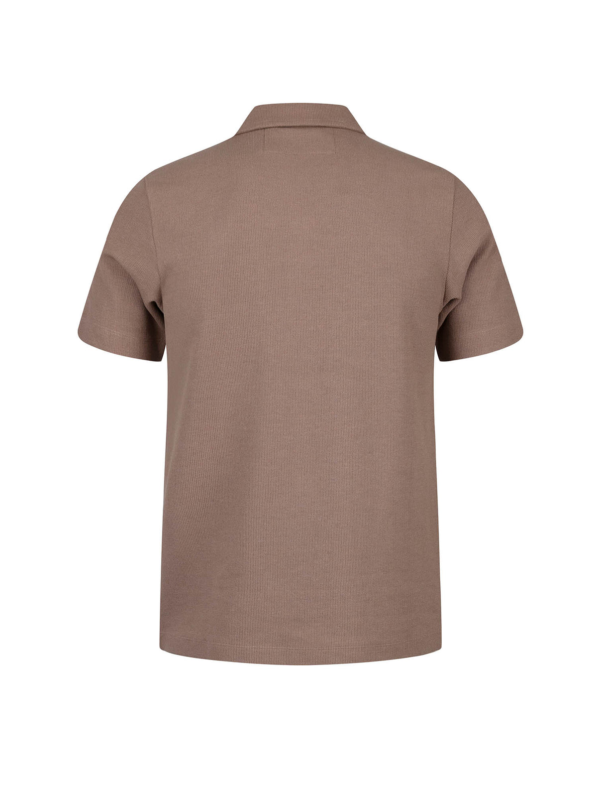 Men's brown polo shirt with polo collar.