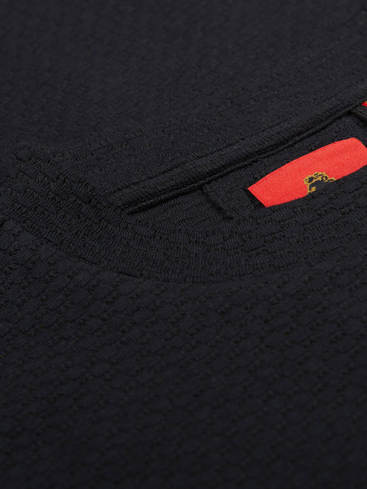 Men's black t-shirt with crew neck and short sleeves.