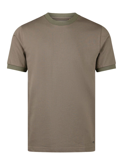 Men's brown t-shirt with crew neck and short sleeves.