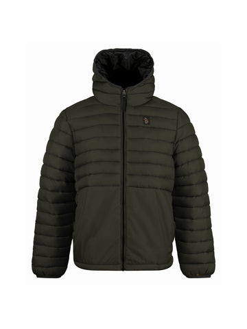 Boy's green jacket with zip and hooded, front view