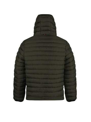 Boy's green jacket with zip and hooded, back view