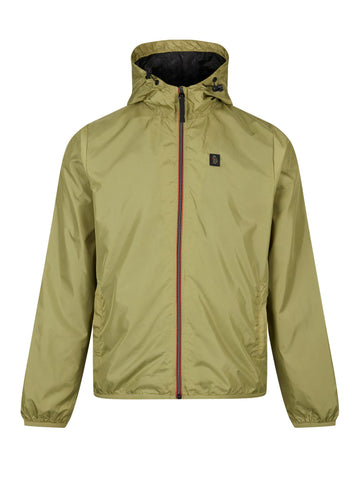 Men's green jacket with zip-up front, front view