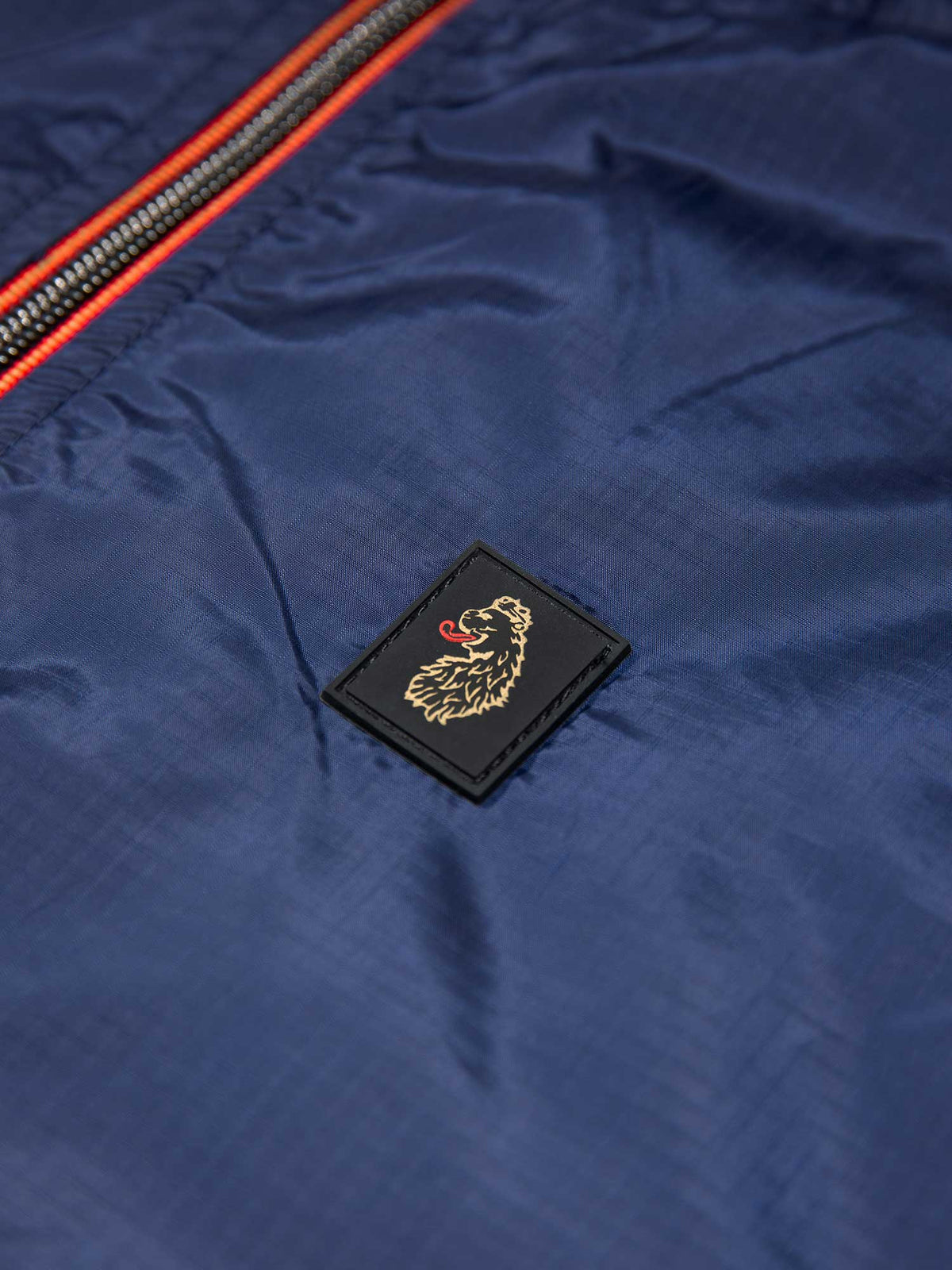 Men's navy jacket with zip-up front, detail view 1