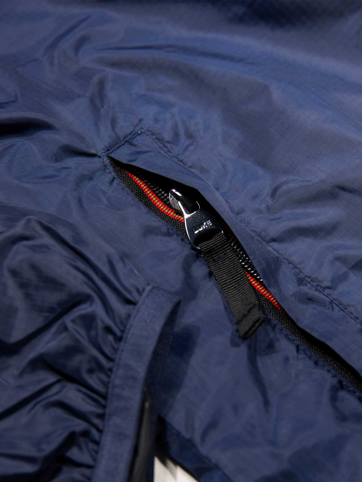 Men's navy jacket with zip-up front, detail view 2