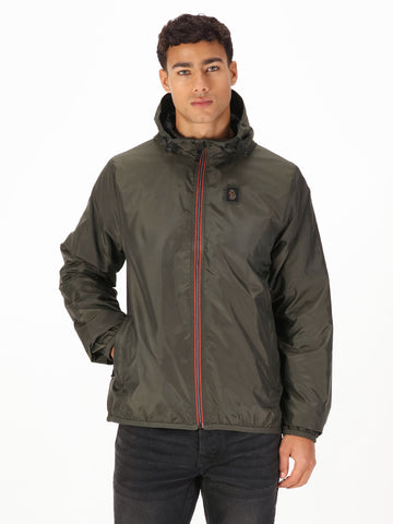 Men's green jacket with zip-up front.